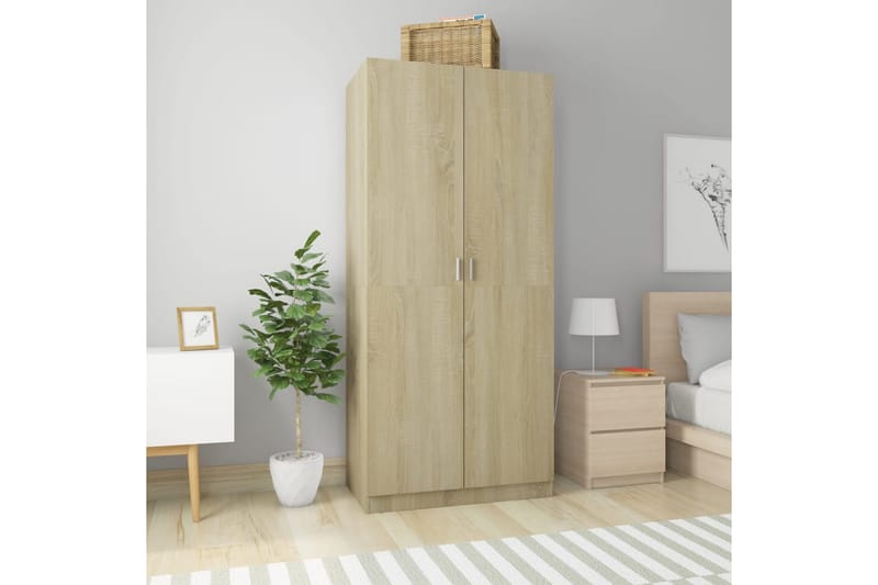 Garderobe sonoma eik 90x52x200 cm sponplate - Oppbevaring - Klesoppbevaring - Garderober & garderobesystem