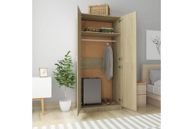 Garderobe sonoma eik 90x52x200 cm sponplate - Oppbevaring - Klesoppbevaring - Garderober & garderobesystem