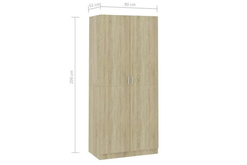 Garderobe sonoma eik 90x52x200 cm sponplate - Oppbevaring - Klesoppbevaring - Garderober & garderobesystem