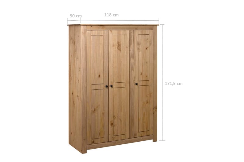 Garderobeskap 3 dører 118x50x171,5 cm furu Panama Range - Brun - Oppbevaring - Klesoppbevaring - Garderober & garderobesystem