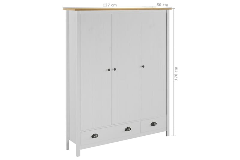 Garderobeskap 3 dører Hill Range hvit 127x50x170 cm - Oppbevaring - Klesoppbevaring - Garderober & garderobesystem