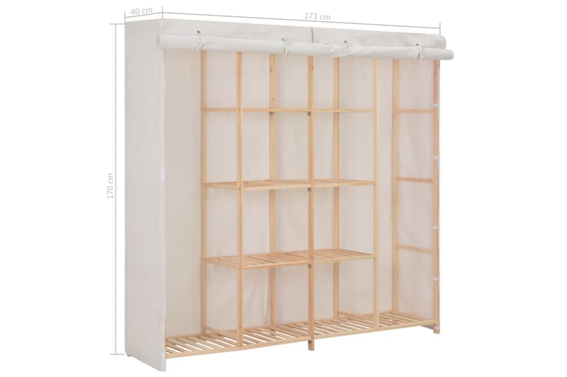 Garderobeskap hvit 173x40x170 cm stoff - Oppbevaring - Klesoppbevaring - Garderober & garderobesystem