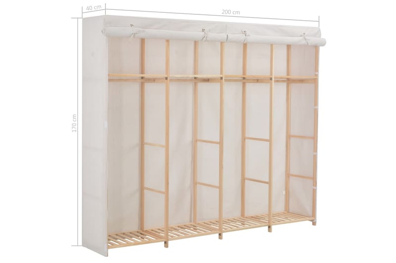 Garderobeskap hvit 200x40x170 cm stoff - Oppbevaring - Klesoppbevaring - Garderober & garderobesystem