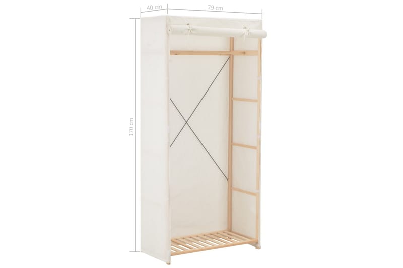 Garderobeskap hvit 79x40x170 cm stoff - Oppbevaring - Klesoppbevaring - Garderober & garderobesystem