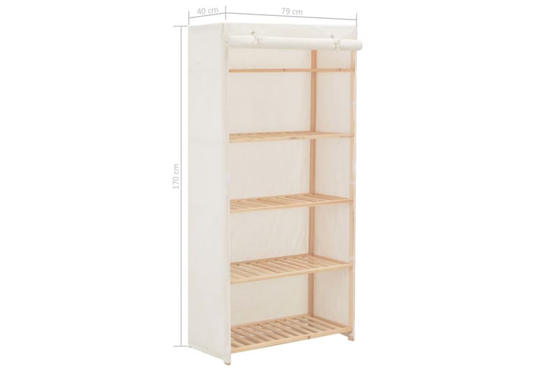 Garderobeskap hvit 79x40x170 cm stoff - Oppbevaring - Klesoppbevaring - Garderober & garderobesystem