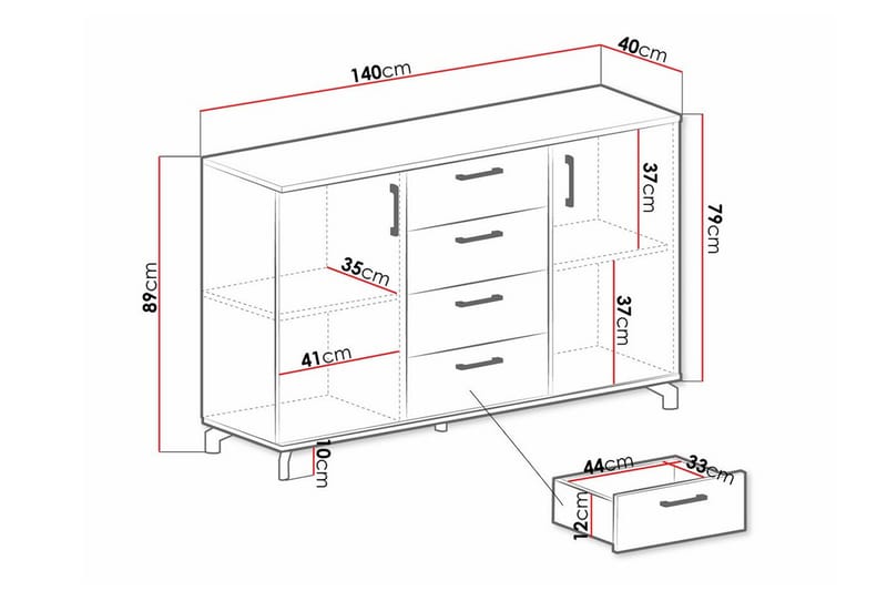 Edinbane Kommode 140 cm - Svart - Oppbevaring - Klesoppbevaring - Garderober & garderobesystem - Garderobeskap & klesskap