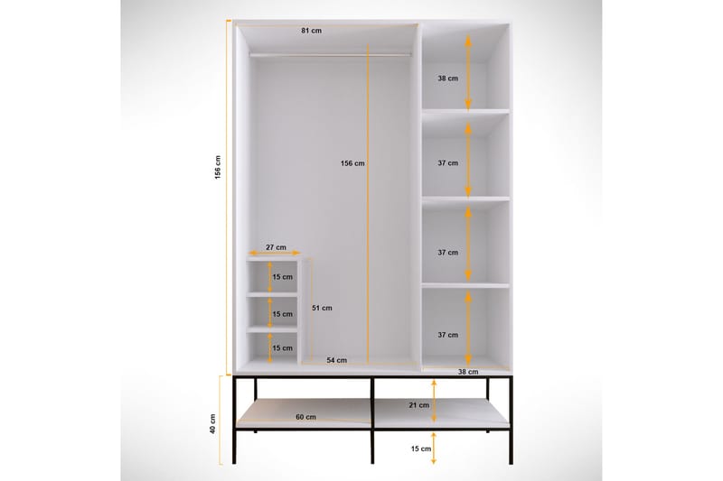 Elesham Garderobe 50x126 - Hvit - Oppbevaring - Klesoppbevaring - Garderober & garderobesystem - Garderobeskap & klesskap