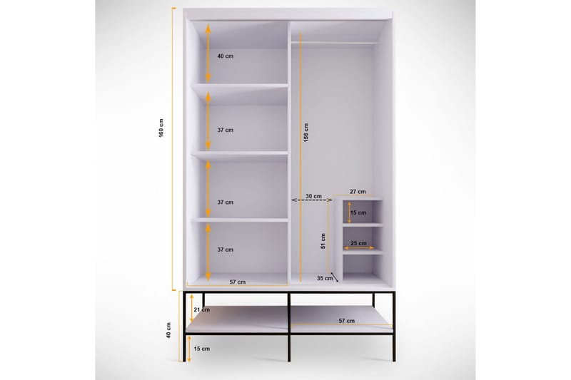 Elesham Garderobe 57x120 - Hvit - Oppbevaring - Klesoppbevaring - Garderober & garderobesystem - Garderobeskap & klesskap