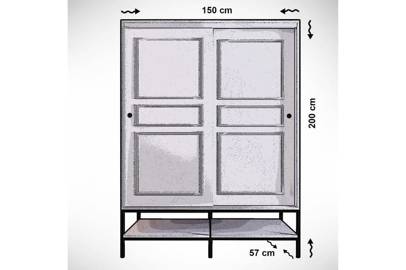 Elesham Garderobe 57x150 - Hvit/Svart/Gull - Oppbevaring - Klesoppbevaring - Garderober & garderobesystem - Garderobeskap & klesskap