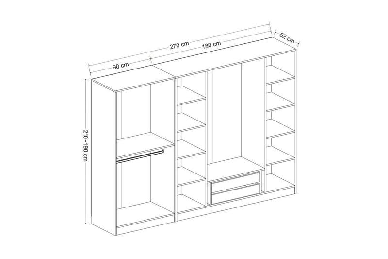 Fruitland Garderobe 270 cm - Hvit - Oppbevaring - Klesoppbevaring - Garderober & garderobesystem - Garderobeskap & klesskap