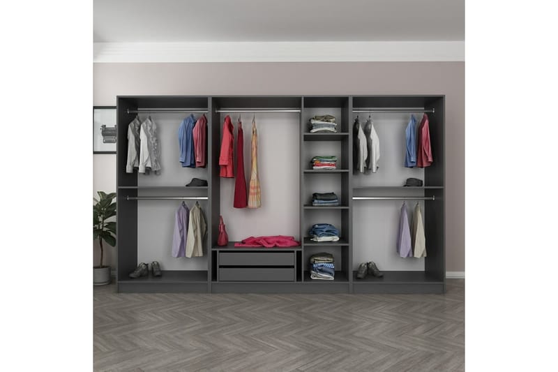 Fruitland Garderobe 315 cm - Antrasitt - Oppbevaring - Klesoppbevaring - Garderober & garderobesystem - Garderobeskap & klesskap