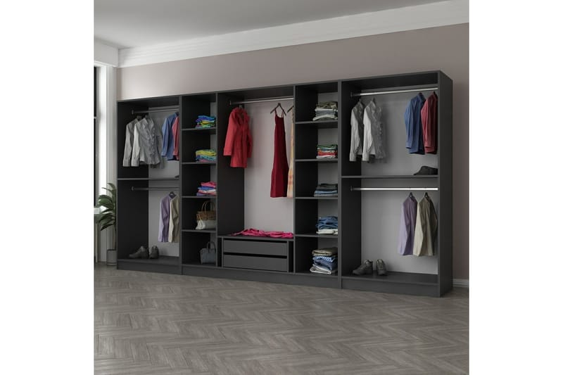 Fruitland Garderobe 360 cm - Antrasitt - Oppbevaring - Klesoppbevaring - Garderober & garderobesystem - Garderobeskap & klesskap