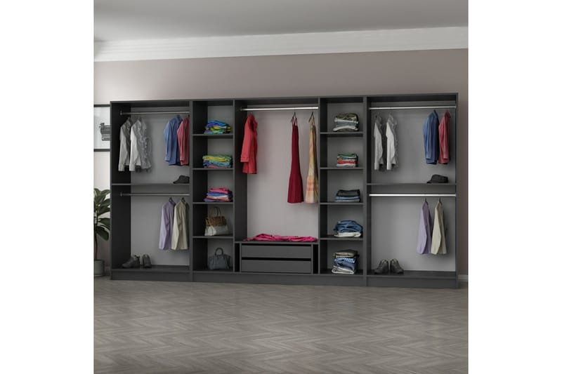 Fruitland Garderobe 360 cm - Antrasitt - Oppbevaring - Klesoppbevaring - Garderober & garderobesystem - Garderobeskap & klesskap