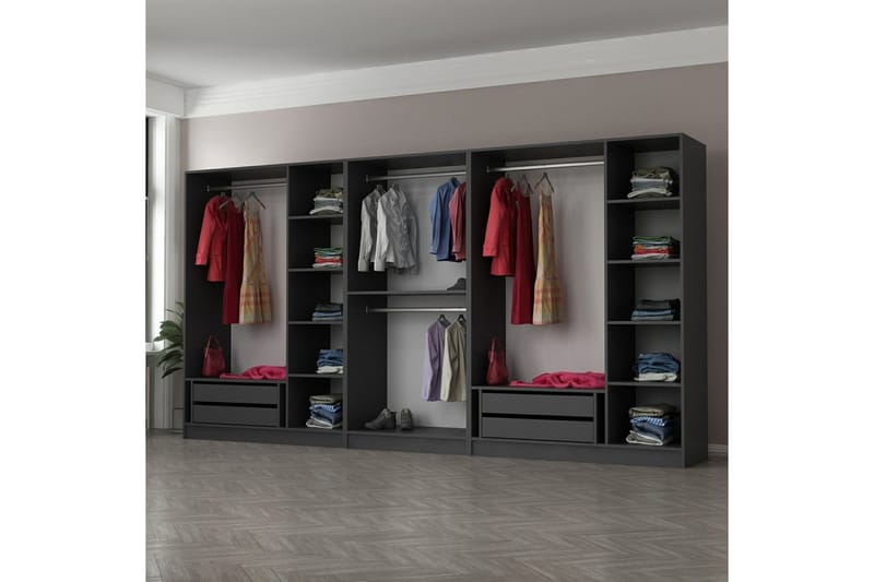 Fruitland Garderobe 360 cm - Antrasitt - Oppbevaring - Klesoppbevaring - Garderober & garderobesystem - Garderobeskap & klesskap