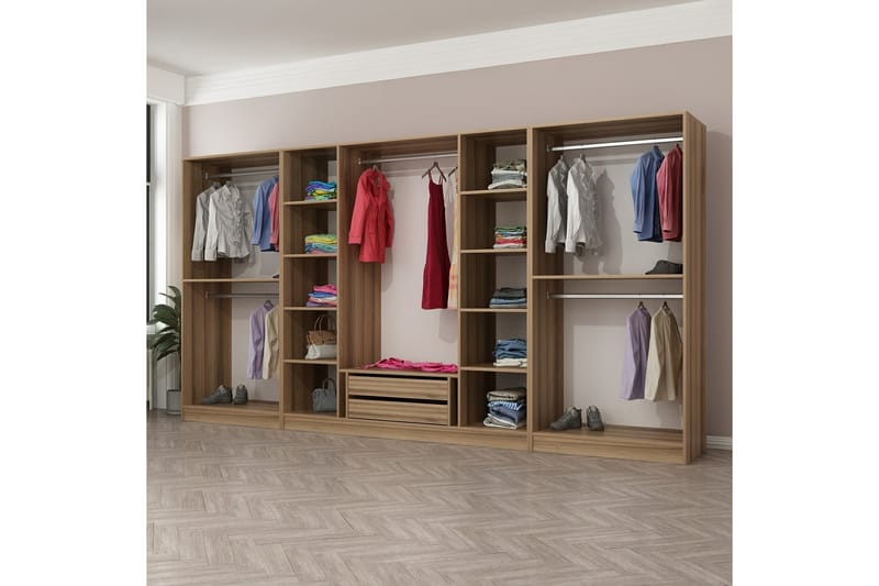 Fruitland Garderobe 360 cm - Brun - Oppbevaring - Klesoppbevaring - Garderober & garderobesystem - Garderobeskap & klesskap