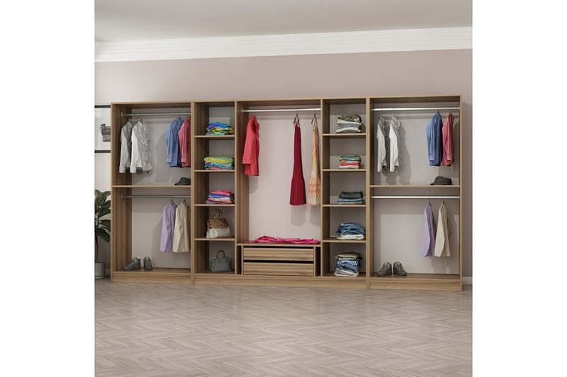 Fruitland Garderobe 360 cm - Brun - Oppbevaring - Klesoppbevaring - Garderober & garderobesystem - Garderobeskap & klesskap