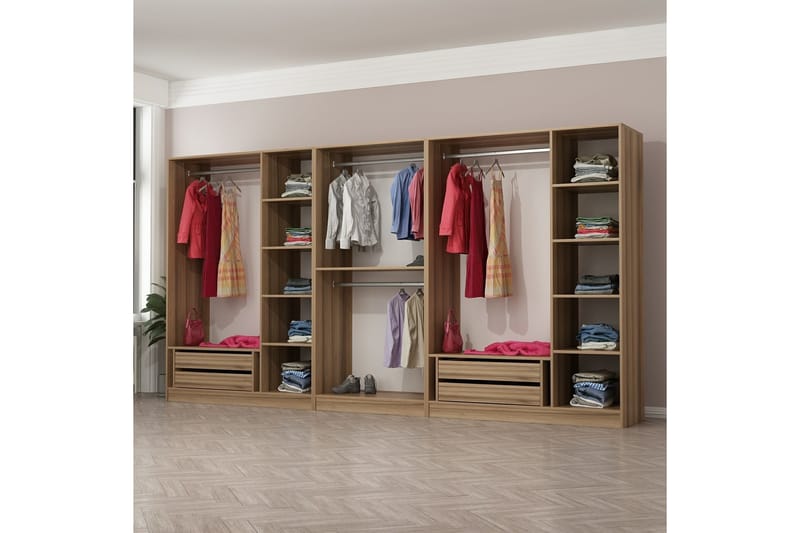 Fruitland Garderobe 360 cm - Brun - Oppbevaring - Klesoppbevaring - Garderober & garderobesystem - Garderobeskap & klesskap