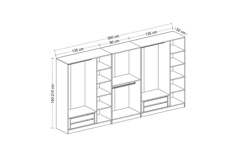 Fruitland Garderobe 360 cm - Brun - Oppbevaring - Klesoppbevaring - Garderober & garderobesystem - Garderobeskap & klesskap