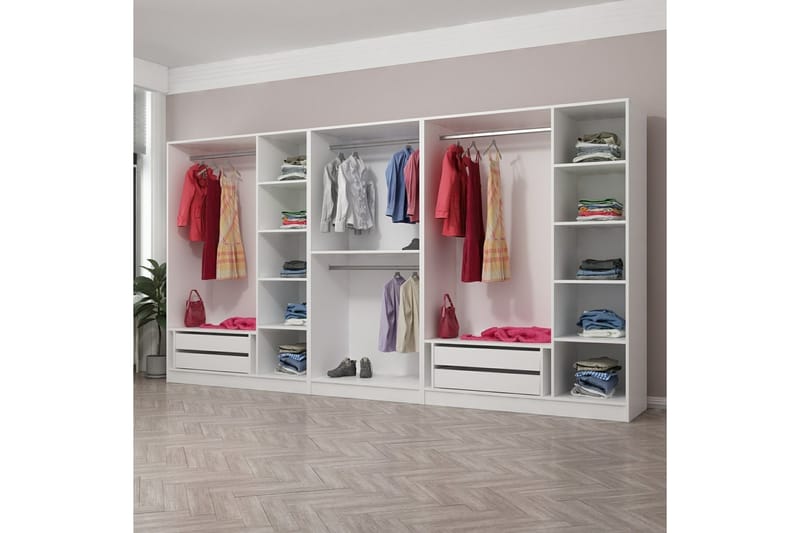 Fruitland Garderobe 360 cm - Hvit - Oppbevaring - Klesoppbevaring - Garderober & garderobesystem - Garderobeskap & klesskap