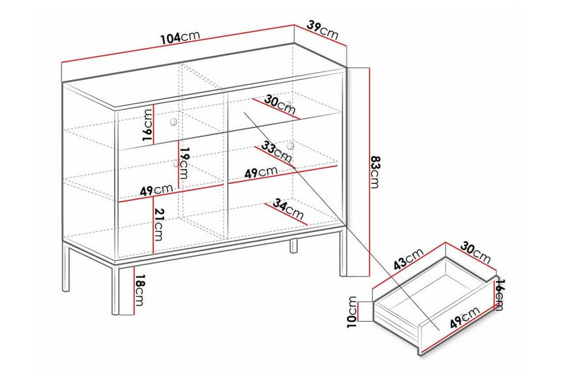 Klinkerville Kommode 104 cm - Hvid - Oppbevaring - Klesoppbevaring - Garderober & garderobesystem - Garderobeskap & klesskap