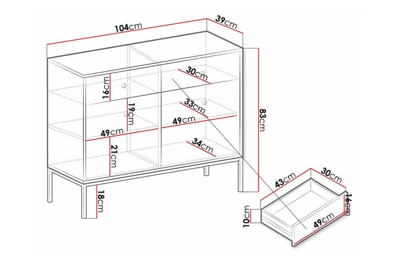 Klinkerville Kommode 104 cm - Svart - Oppbevaring - Klesoppbevaring - Garderober & garderobesystem - Garderobeskap & klesskap