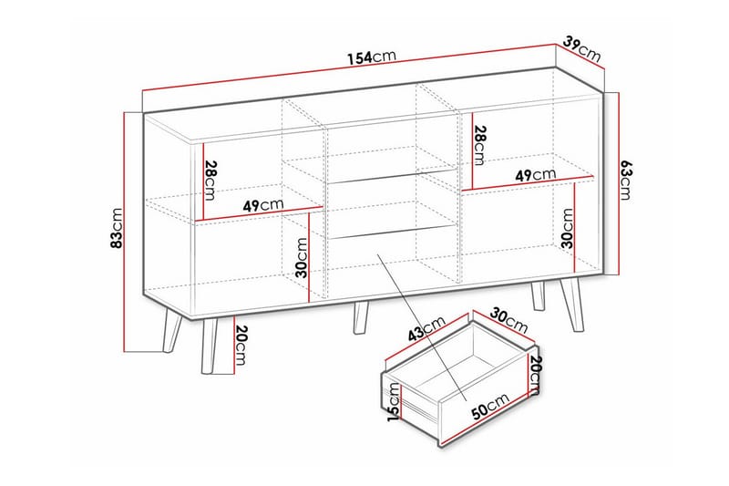 Klinkerville Kommode 154 cm - Svart - Oppbevaring - Klesoppbevaring - Garderober & garderobesystem - Garderobeskap & klesskap