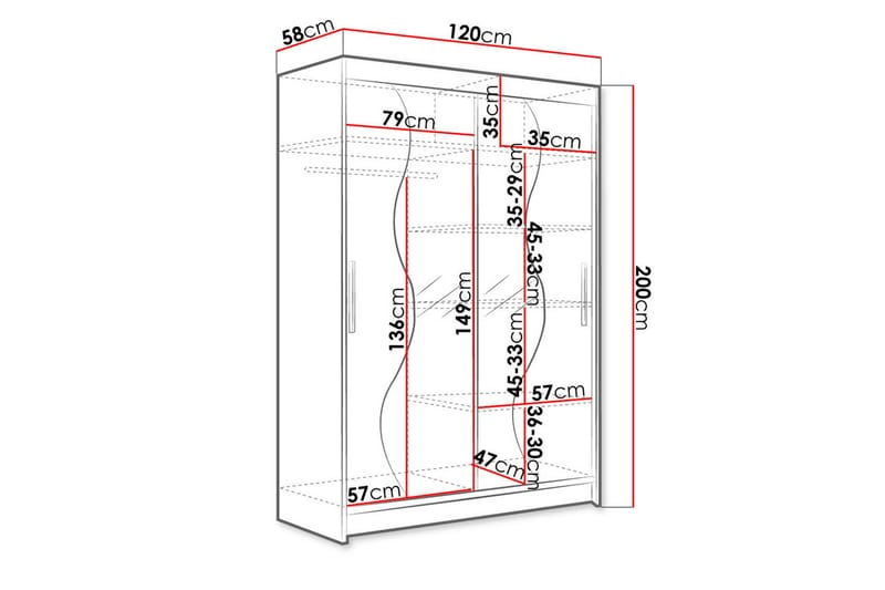 Miami Garderobe 120x58x200 cm - Oppbevaring - Klesoppbevaring - Garderober & garderobesystem - Garderobeskap & klesskap