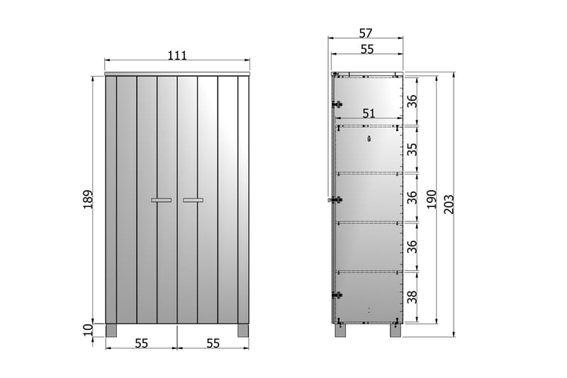 Tenney Garderobe 202 cm - Grå Furu - Oppbevaring - Klesoppbevaring - Garderober & garderobesystem - Garderobeskap & klesskap