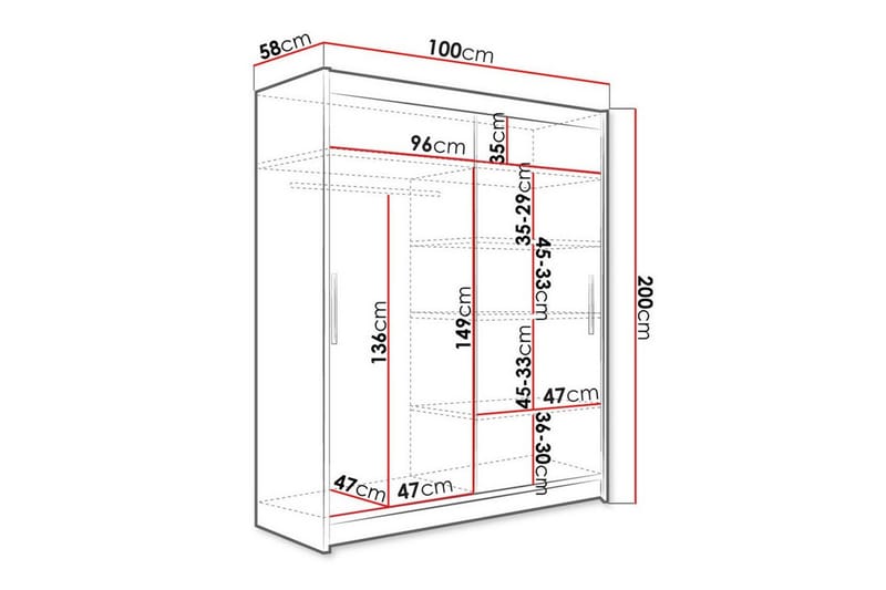 Glenmore Garderobe m. Speil - Svart - Oppbevaring - Klesoppbevaring - Garderober & garderobesystem