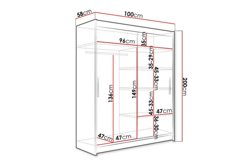 Glenmore Garderobe m. Speil - Svart - Oppbevaring - Klesoppbevaring - Garderober & garderobesystem