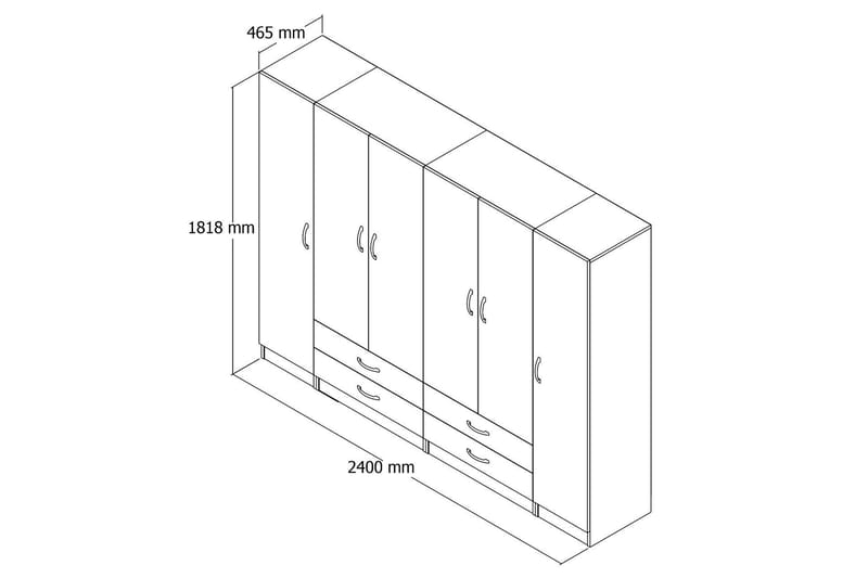 GRD Garderobe 240 cm - Hvit - Garderober & garderobesystem - Garderobeskap & klesskap