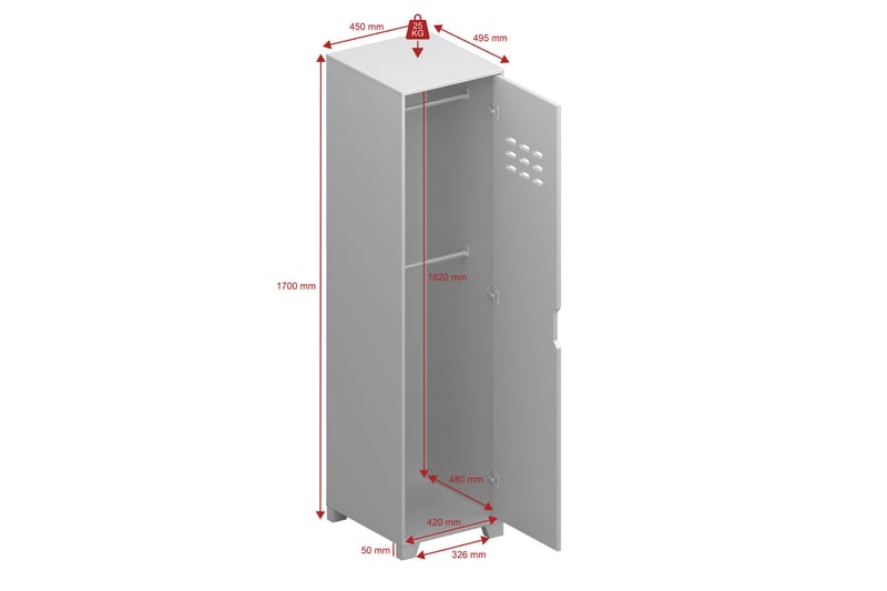 Haltekarr Garderobe 47x47 cm - Grå - Oppbevaring - Klesoppbevaring - Garderober & garderobesystem