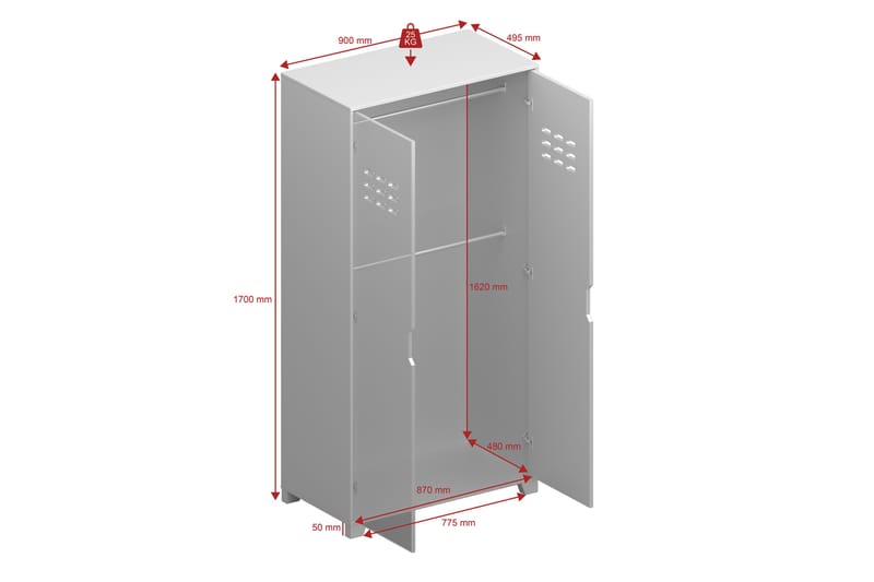 Haltekarr Garderobe 90x50 cm - Grå - Oppbevaring - Klesoppbevaring - Garderober & garderobesystem