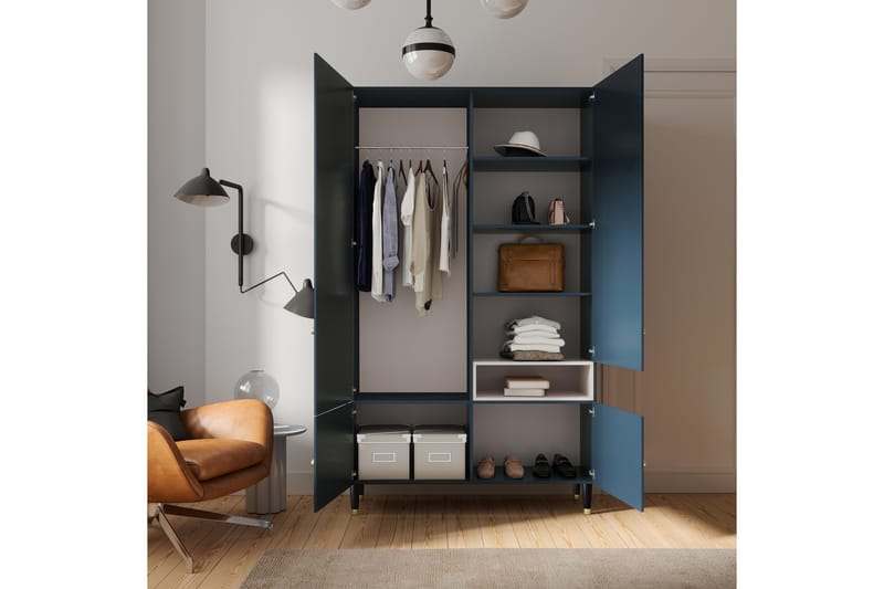 Includo Garderobe 120x205 cm - Blå - Oppbevaring - Klesoppbevaring - Garderober & garderobesystem