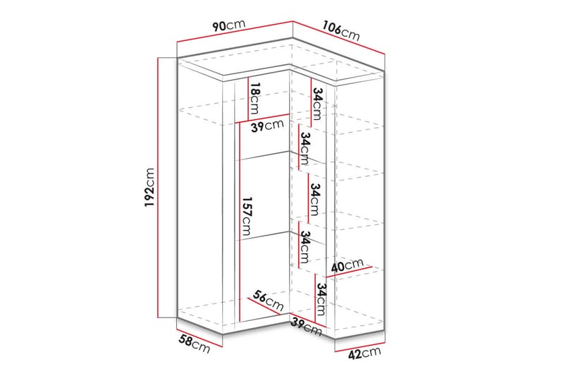 Indianapolis Garderobe 106x58x192 cm - Oppbevaring - Klesoppbevaring - Garderober & garderobesystem