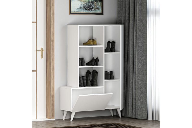 Agostina Skohylle Garderobe 80x121 cm Hvit - Hanah Home - Oppbevaring - Klesoppbevaring - Garderober & garderobesystem - Innredning garderobe - Skohylle garderobe