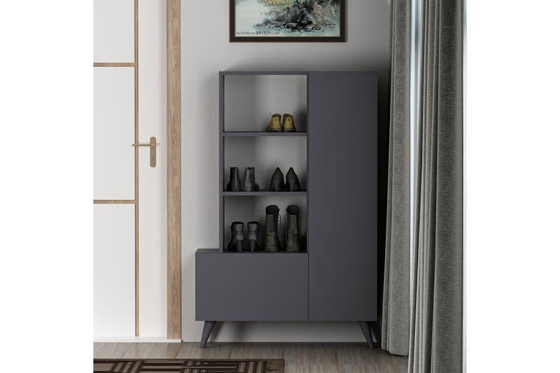 Agostina Skohylle Garderobe 80x121 cm Antrasitt - Hanah Home - Oppbevaring - Klesoppbevaring - Garderober & garderobesystem - Innredning garderobe - Skohylle garderobe