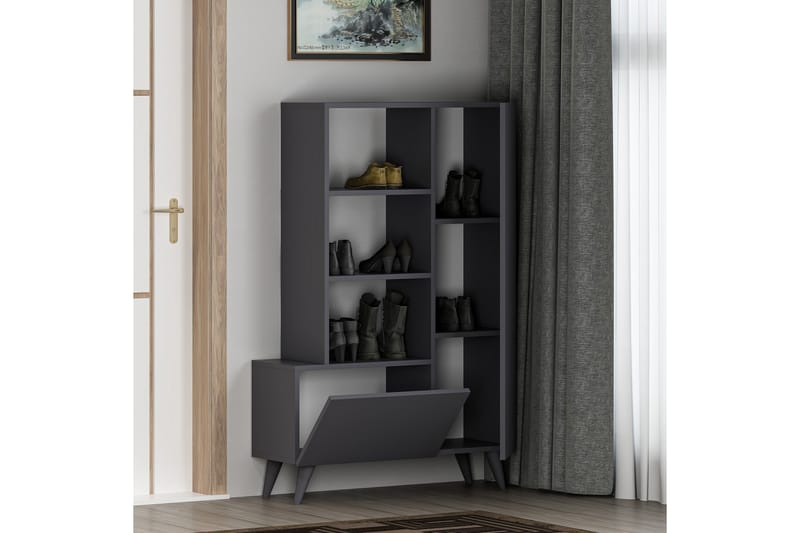 Agostina Skohylle Garderobe 80x121 cm Antrasitt - Hanah Home - Oppbevaring - Klesoppbevaring - Garderober & garderobesystem - Innredning garderobe - Skohylle garderobe