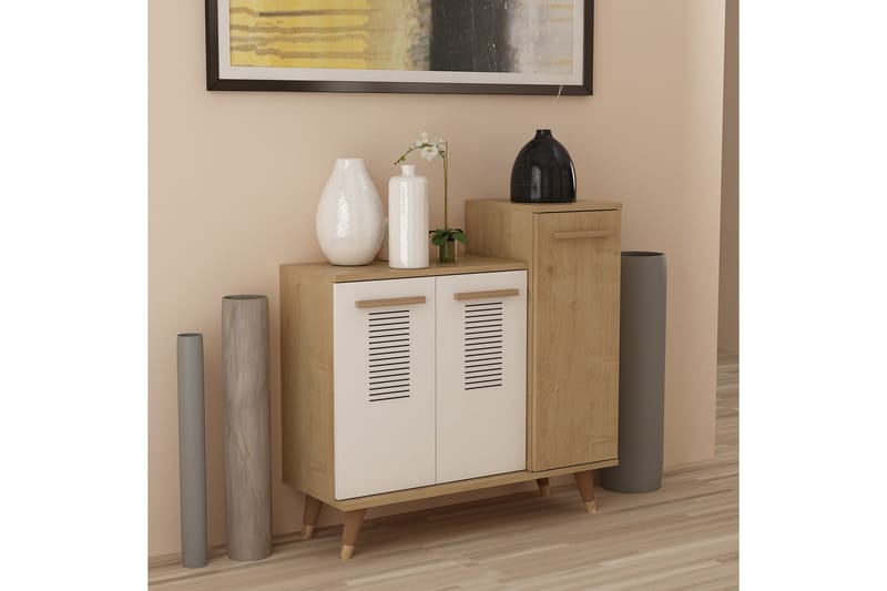 Asimo Skohylle Garderobe 90x90,6 cm Brun/Hvit - Hanah Home - Oppbevaring - Klesoppbevaring - Garderober & garderobesystem - Innredning garderobe - Skohylle garderobe