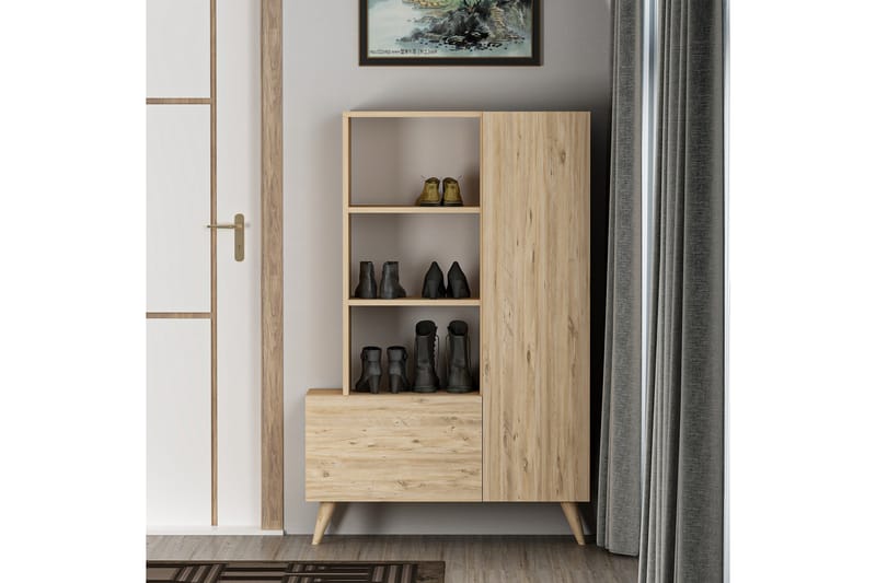 Agostina Skohylle Garderobe 80x121 cm Lys brun - Hanah Home - Oppbevaring - Klesoppbevaring - Garderober & garderobesystem - Innredning garderobe - Skohylle garderobe