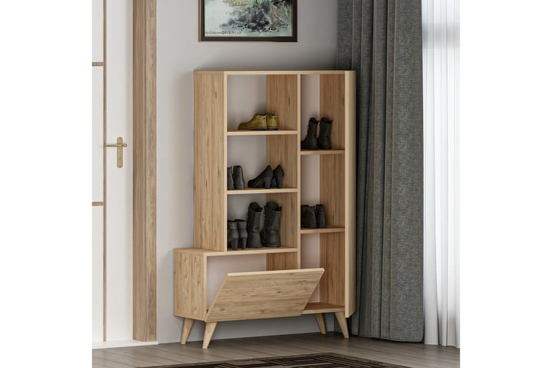 Agostina Skohylle Garderobe 80x121 cm Lys brun - Hanah Home - Oppbevaring - Klesoppbevaring - Garderober & garderobesystem - Innredning garderobe - Skohylle garderobe