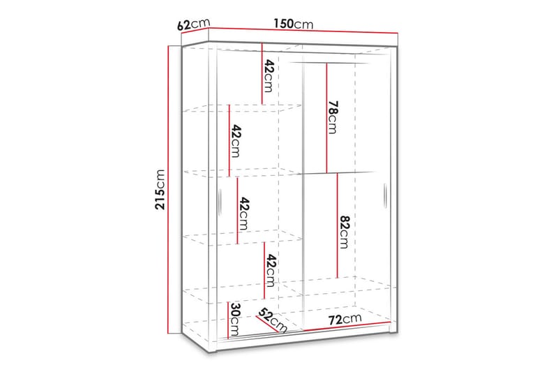 Julissa Garderobe 150 cm - Hvit - Oppbevaring - Klesoppbevaring - Garderober & garderobesystem