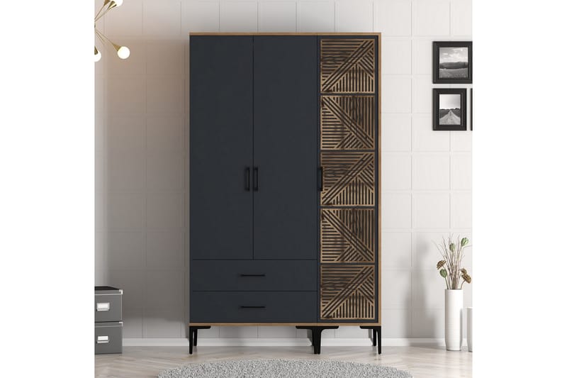 Kumsal Garderobe 120 cm - Antrasitt - Oppbevaring - Klesoppbevaring - Garderober & garderobesystem