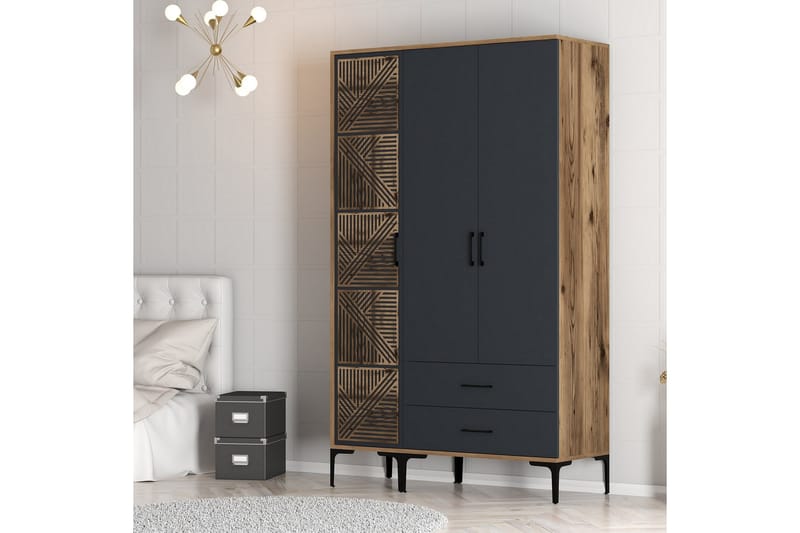 Kumsal Garderobe 120 cm - Antrasitt - Oppbevaring - Klesoppbevaring - Garderober & garderobesystem