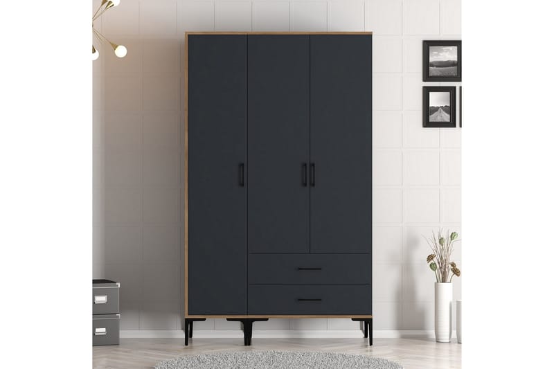 Kumsal Garderobe 120 cm - Antrasitt - Oppbevaring - Klesoppbevaring - Garderober & garderobesystem