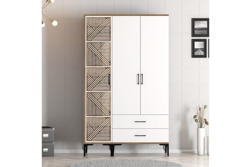 Kumsal Garderobe 120 cm - Brun/Hvit - Oppbevaring - Klesoppbevaring - Garderober & garderobesystem