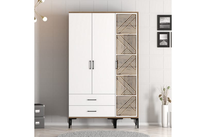 Kumsal Garderobe 120 cm - Brun/Hvit - Oppbevaring - Klesoppbevaring - Garderober & garderobesystem