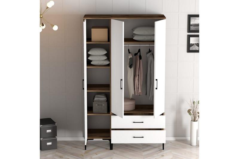 Kumsal Garderobe 120 cm - Brun/Hvit - Oppbevaring - Klesoppbevaring - Garderober & garderobesystem