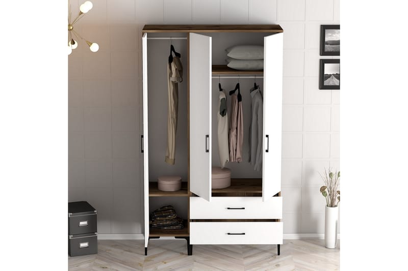 Kumsal Garderobe 120 cm - Brun/Hvit - Oppbevaring - Klesoppbevaring - Garderober & garderobesystem