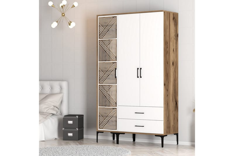 Kumsal Garderobe 120 cm - Brun/Hvit - Oppbevaring - Klesoppbevaring - Garderober & garderobesystem